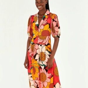Brand New Colorful Sunflowers Midi Dress Size Medium